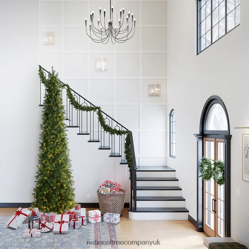 Trees | National Tree Company Pre-lit \Feel Real\ Artificial Giant Slim Downswept Christmas Tree Green Douglas Fir Dual Color LED Lights Includes PowerConnect and Stand 12 feet F2L4F7